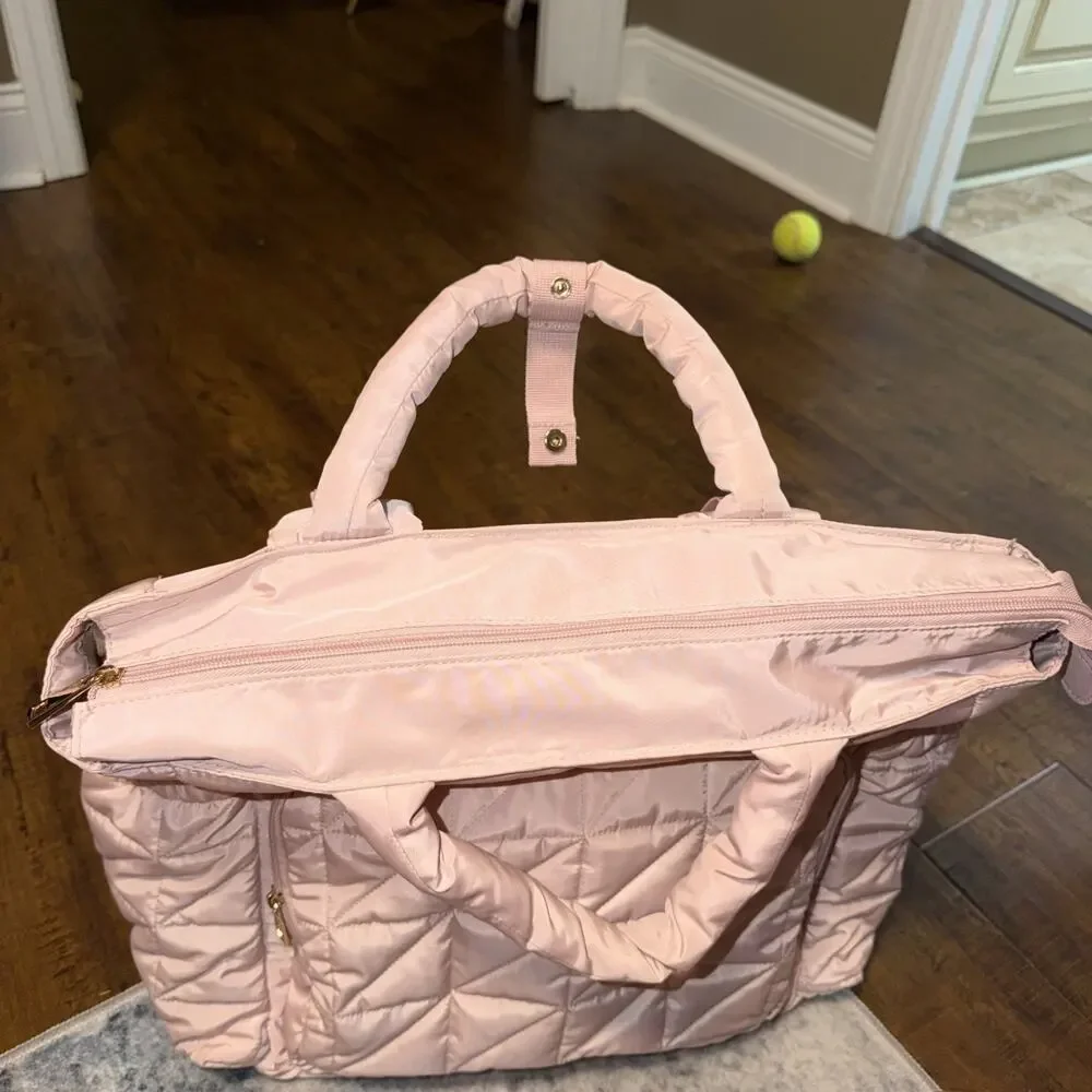 CLOUD ISLAND Quilted Diaper Backpack Tote Bag - Pink w/changing pad